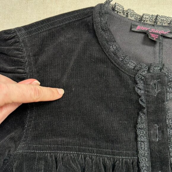 Betsey Johnson Victorian Corduroy Corset Jacket Women Size 2 Steampunk Goth Vamp - Picture 7 of 11